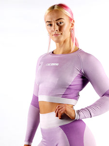 Vibe Seamless Panelled Long-Sleeve Crop - Pink/Lilac